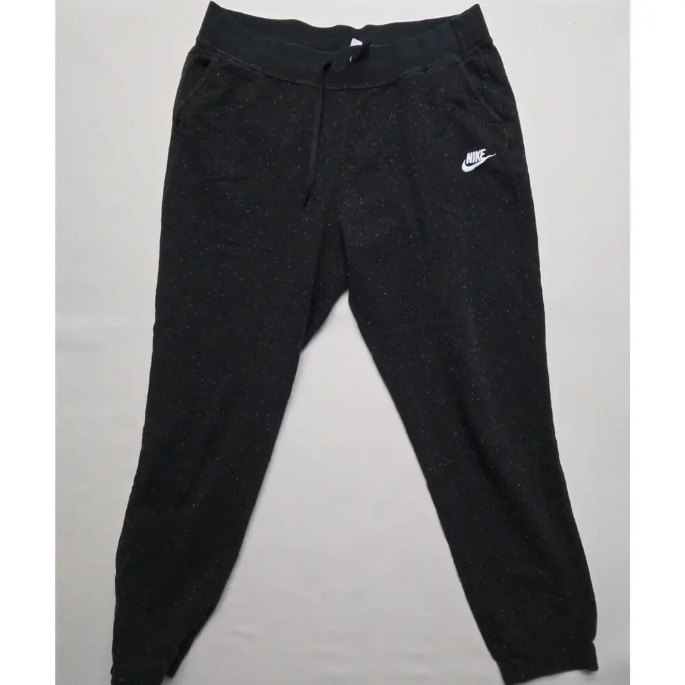 Nike Womens Black Rainbow Speckled Hoodie Jogger Set XL Cotton Blend Casual